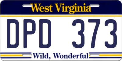WV license plate DPD373