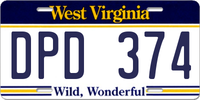 WV license plate DPD374