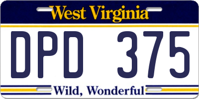 WV license plate DPD375
