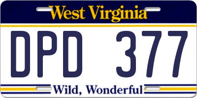 WV license plate DPD377