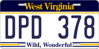 WV license plate DPD378
