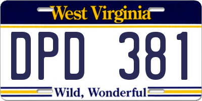 WV license plate DPD381