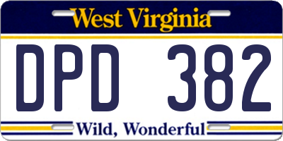 WV license plate DPD382