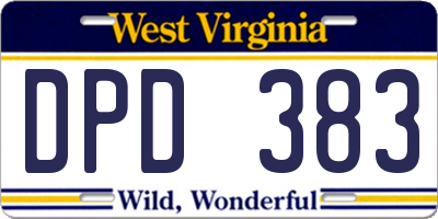 WV license plate DPD383