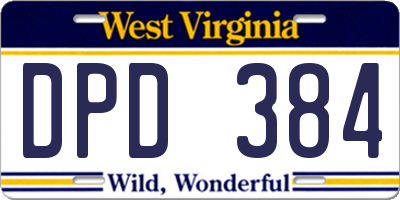 WV license plate DPD384