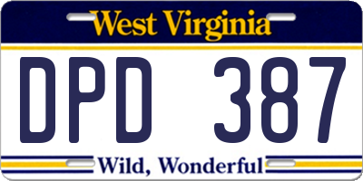 WV license plate DPD387
