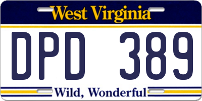 WV license plate DPD389