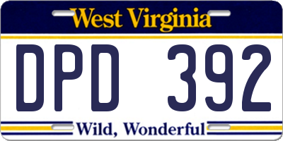 WV license plate DPD392