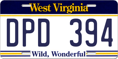 WV license plate DPD394