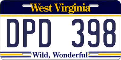 WV license plate DPD398