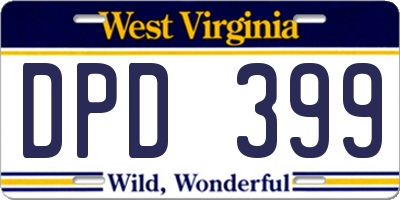 WV license plate DPD399