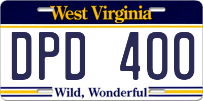 WV license plate DPD400