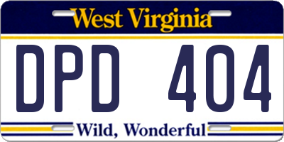 WV license plate DPD404