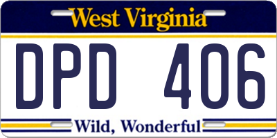 WV license plate DPD406