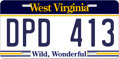 WV license plate DPD413