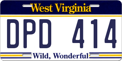 WV license plate DPD414