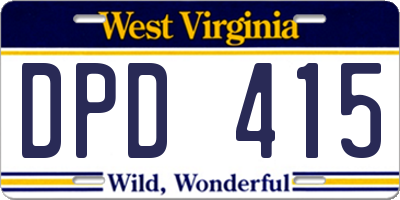 WV license plate DPD415