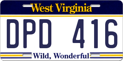 WV license plate DPD416