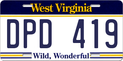 WV license plate DPD419