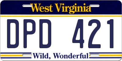 WV license plate DPD421