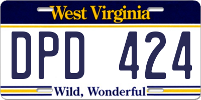 WV license plate DPD424