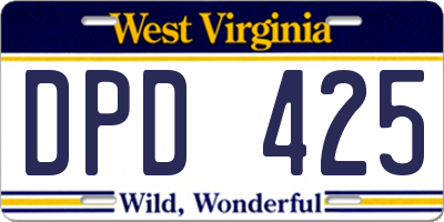 WV license plate DPD425
