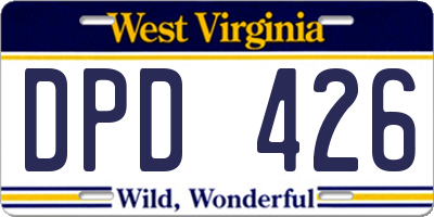 WV license plate DPD426