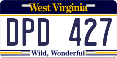 WV license plate DPD427