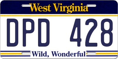 WV license plate DPD428