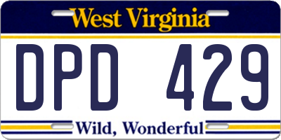 WV license plate DPD429