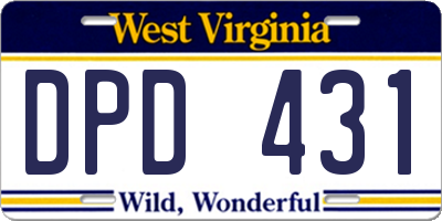 WV license plate DPD431