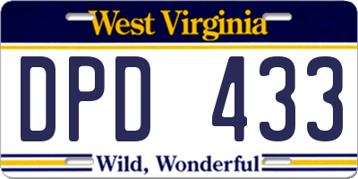 WV license plate DPD433