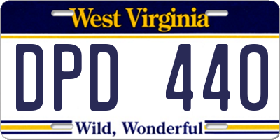 WV license plate DPD440