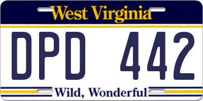 WV license plate DPD442
