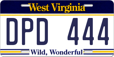 WV license plate DPD444