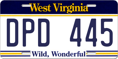 WV license plate DPD445