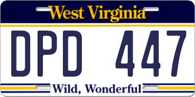 WV license plate DPD447