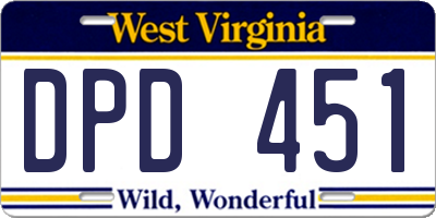 WV license plate DPD451