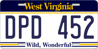 WV license plate DPD452