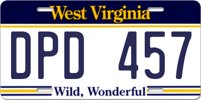 WV license plate DPD457