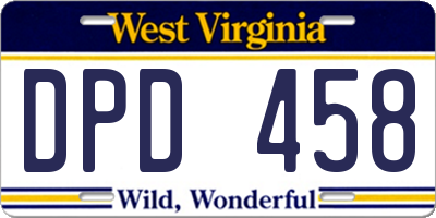 WV license plate DPD458