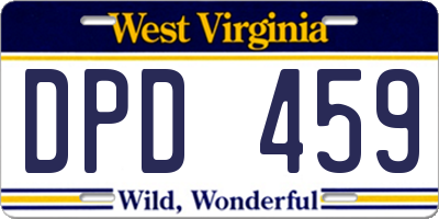 WV license plate DPD459