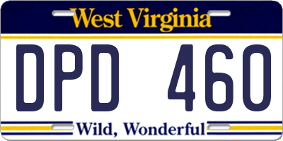 WV license plate DPD460