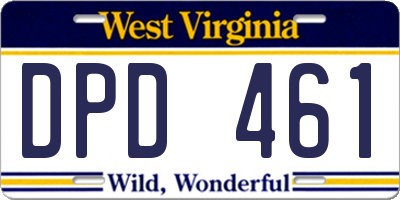 WV license plate DPD461