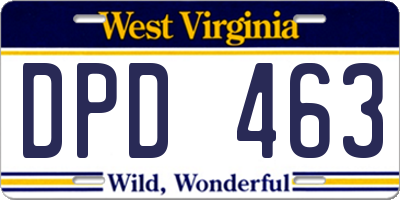 WV license plate DPD463