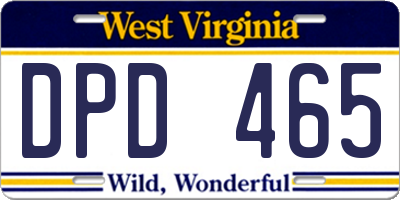 WV license plate DPD465