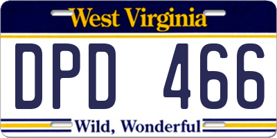 WV license plate DPD466