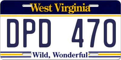 WV license plate DPD470