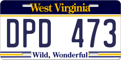 WV license plate DPD473