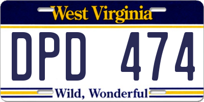 WV license plate DPD474